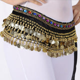 Maxbell 2xBelly Dance Hip Scarf Wrap Outfit for Latin Dance Stage Performance Festival black