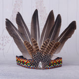 Maxbell Native American Indian Headwear Feather Headdress for Mardi Gras Fancy Dress