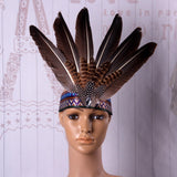 Maxbell Native American Indian Headwear Feather Headdress for Mardi Gras Fancy Dress