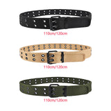 Maxbell Double Grommets Belt Aesthetic Casual Pin Buckle Belt Punk Belts Canvas Belt 110cm Black
