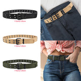 Maxbell 4xDouble Grommets Belt Aesthetic Casual Pin Buckle Belt Punk Belts Canvas Belt 110cm Black