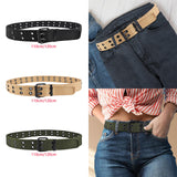 Maxbell Double Grommets Belt Aesthetic Casual Pin Buckle Belt Punk Belts Canvas Belt 110cm Black