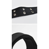 Maxbell 2xDouble Grommets Belt Aesthetic Casual Pin Buckle Belt Punk Belts Canvas Belt 110cm Black