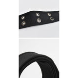 Maxbell Double Grommets Belt Aesthetic Casual Pin Buckle Belt Punk Belts Canvas Belt 110cm Black