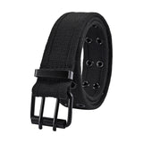 Maxbell Double Grommets Belt Aesthetic Casual Pin Buckle Belt Punk Belts Canvas Belt 110cm Black
