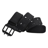 Maxbell 4xDouble Grommets Belt Aesthetic Casual Pin Buckle Belt Punk Belts Canvas Belt 110cm Black