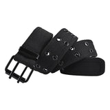 Maxbell Double Grommets Belt Aesthetic Casual Pin Buckle Belt Punk Belts Canvas Belt 110cm Black