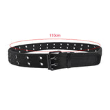 Maxbell 2xDouble Grommets Belt Aesthetic Casual Pin Buckle Belt Punk Belts Canvas Belt 110cm Black