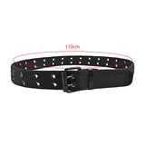 Maxbell Double Grommets Belt Aesthetic Casual Pin Buckle Belt Punk Belts Canvas Belt 110cm Black