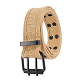 Maxbell Double Grommets Belt Aesthetic Casual Pin Buckle Belt Punk Belts Canvas Belt 120cm Khaki