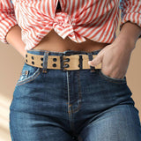 Maxbell Double Grommets Belt Aesthetic Casual Pin Buckle Belt Punk Belts Canvas Belt 120cm Khaki