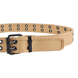 Maxbell Double Grommets Belt Aesthetic Casual Pin Buckle Belt Punk Belts Canvas Belt 120cm Khaki