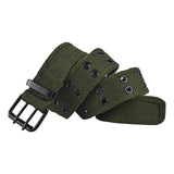 Maxbell Double Grommets Belt Aesthetic Casual Pin Buckle Belt Punk Belts Canvas Belt 110cm Green