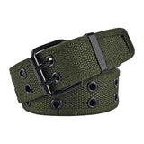 Maxbell Double Grommets Belt Aesthetic Casual Pin Buckle Belt Punk Belts Canvas Belt 120cm Green