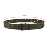 Maxbell Double Grommets Belt Aesthetic Casual Pin Buckle Belt Punk Belts Canvas Belt 120cm Green