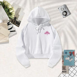 Maxbell Long Sleeve Cropped Sweatshirt Womens Casual Hoodies for Walking Office Work M