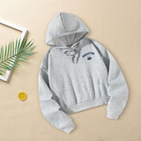 Maxbell Womens Drawstring Hoodie Soft Hoodie Sweatshirt for Teen Girls Travel Indoor S Grey