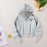 Maxbell Womens Drawstring Hoodie Soft Hoodie Sweatshirt for Teen Girls Travel Indoor S Grey