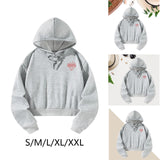Maxbell Womens Cropped Hoodie Fall Clothes Fashion Simple Pullover Drawstring Hoodie S