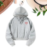 Maxbell Womens Cropped Hoodie Fall Clothes Fashion Simple Pullover Drawstring Hoodie L