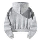 Maxbell Women Hooded Sweatshirt Fashion Light Grey Casual Drawstring Pullover Hoodie XL