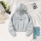 Maxbell Womens Casual Cropped Hoodie Comfortable Female Trendy Letter Print Crop Top S