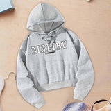 Maxbell Womens Casual Cropped Hoodie Comfortable Female Trendy Letter Print Crop Top M