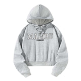 Maxbell Womens Casual Cropped Hoodie Comfortable Female Trendy Letter Print Crop Top XXL