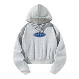 Maxbell Women Crop Hoodie Pullover Fashion Hooded Sweatshirt for Office Daily Street L