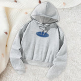 Maxbell Women Crop Hoodie Pullover Fashion Hooded Sweatshirt for Office Daily Street L