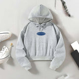 Maxbell Women Crop Hoodie Pullover Fashion Hooded Sweatshirt for Office Daily Street L