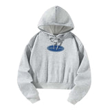 Maxbell Women Crop Hoodie Pullover Fashion Hooded Sweatshirt for Office Daily Street XXL