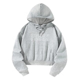 Maxbell Hooded Sweatshirt White Letters Grey Fall Cloth with Drawstring Pullover Top L