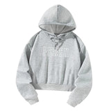 Maxbell Hooded Sweatshirt White Letters Grey Fall Cloth with Drawstring Pullover Top L