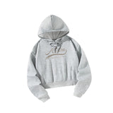 Maxbell Pullover Hooded Loose Soft Long Sleeve Tops for Female Going Out Camping S Grey