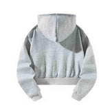 Maxbell Women Cropped Hoodie Casual Fashion Long Sleeve Light Grey Hooded Sweatshirt XXL