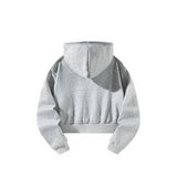 Maxbell Women Cropped Pullover Hoodie Casual Long Sleeve Stylish Light Grey Crop Top L