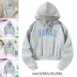 Maxbell Sport Pullover Hoodie Blue Letters Grey Athletic Cozy Women Oversized Hoodie S