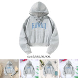Maxbell Sport Pullover Hoodie Blue Letters Grey Athletic Cozy Women Oversized Hoodie S