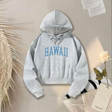 Maxbell Sport Pullover Hoodie Blue Letters Grey Athletic Cozy Women Oversized Hoodie S