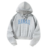 Maxbell Sport Pullover Hoodie Blue Letters Grey Athletic Cozy Women Oversized Hoodie L