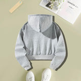 Maxbell Sport Pullover Hoodie Blue Letters Grey Athletic Cozy Women Oversized Hoodie L