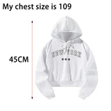 Maxbell Womens Hoodie Clothing Autumn Fashion Crop Hoodie Streetwear Hooded Pullover S