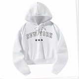 Maxbell Womens Hoodie Clothing Autumn Fashion Crop Hoodie Streetwear Hooded Pullover S