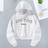 Maxbell Womens Hoodie Clothing Autumn Fashion Crop Hoodie Streetwear Hooded Pullover S