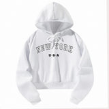 Maxbell Womens Hoodie Clothing Autumn Fashion Crop Hoodie Streetwear Hooded Pullover M