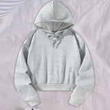 Maxbell Women's Crop Hoodie Sweatshirt Gift Hooded Sweatshirt for Hiking Work Autumn S Grey