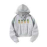 Maxbell Womens Crop Hoodie Sportswear Gray Hooded Pullover for Shopping Outdoor L Grey