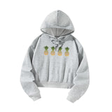 Maxbell Womens Crop Hoodie Sportswear Gray Hooded Pullover for Shopping Outdoor XL Grey