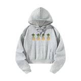 Maxbell Womens Crop Hoodie Sportswear Gray Hooded Pullover for Shopping Outdoor XL Grey